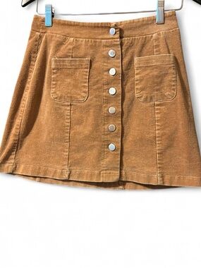 Charlotte Russe Tan Corduroy Button-Front Mini Skirt